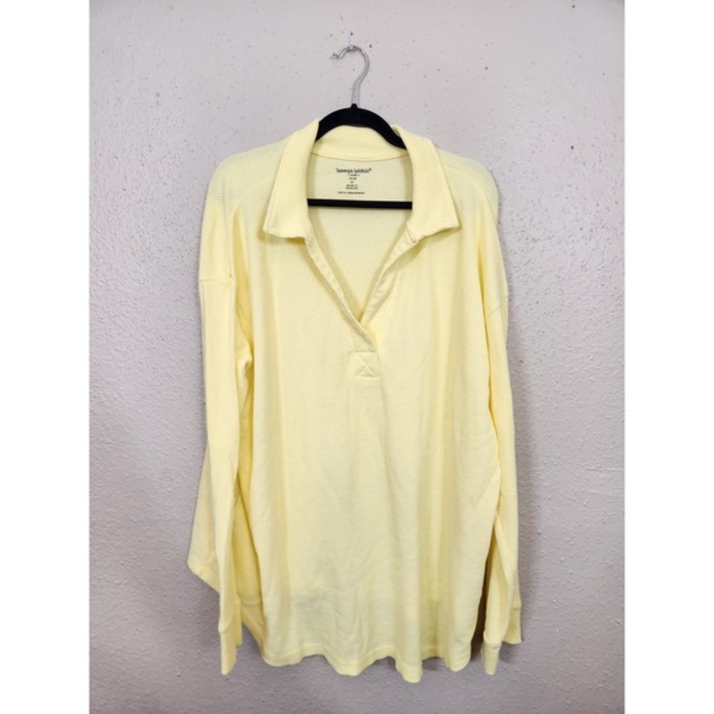 Woman Within Waffle Knit Tunic Top Long Sleeve Collared Pullover Plus Size 2X